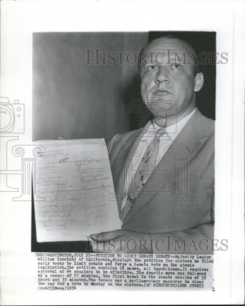 1954 Senate Majority Ldr. William Knowland - Historic Images