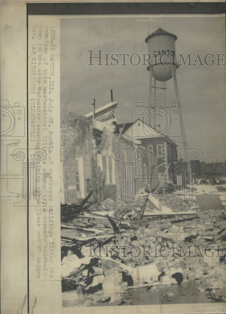 1975 Illinois Tornado destroyed buildings - Historic Images