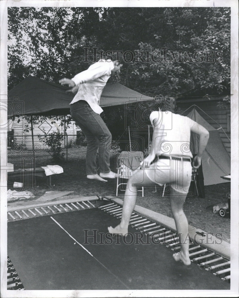 1970 Two Teen Boys Trampoline - Historic Images