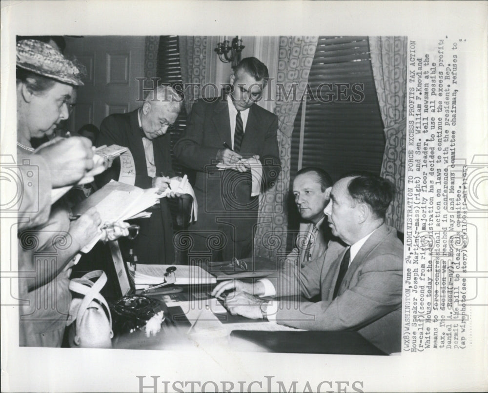 1953  Joseph Martin William Knowland Tax - Historic Images