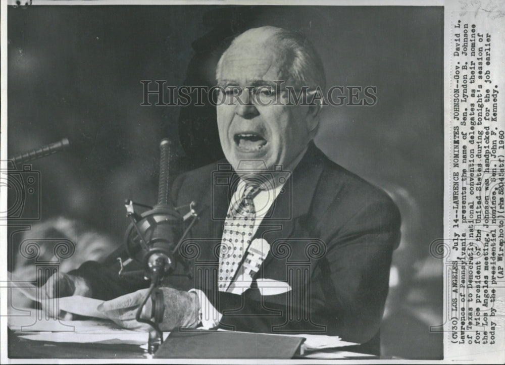 1960 Lawrence Nominates Johnson David Texas - Historic Images