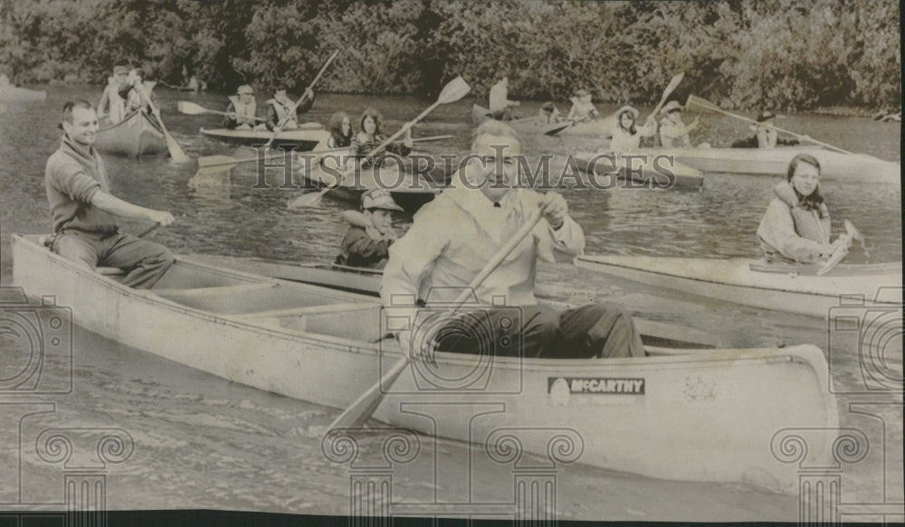 1968 Senator Eugene McCarthy Paddles Canoe - Historic Images