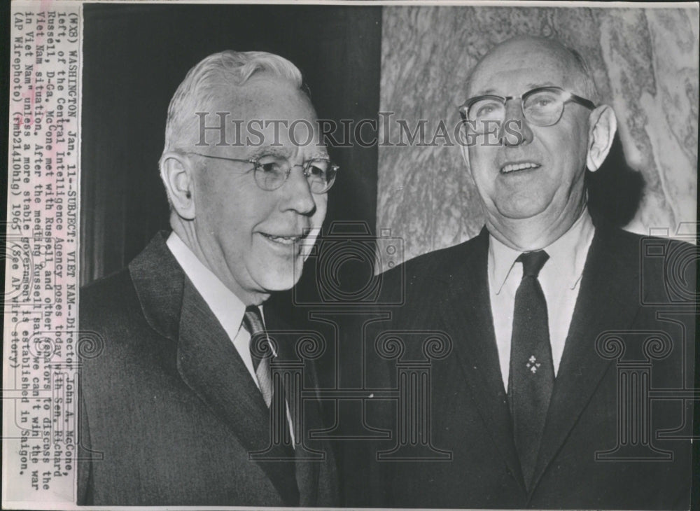 1965 John A McCone Sen. Richard Russel - Historic Images