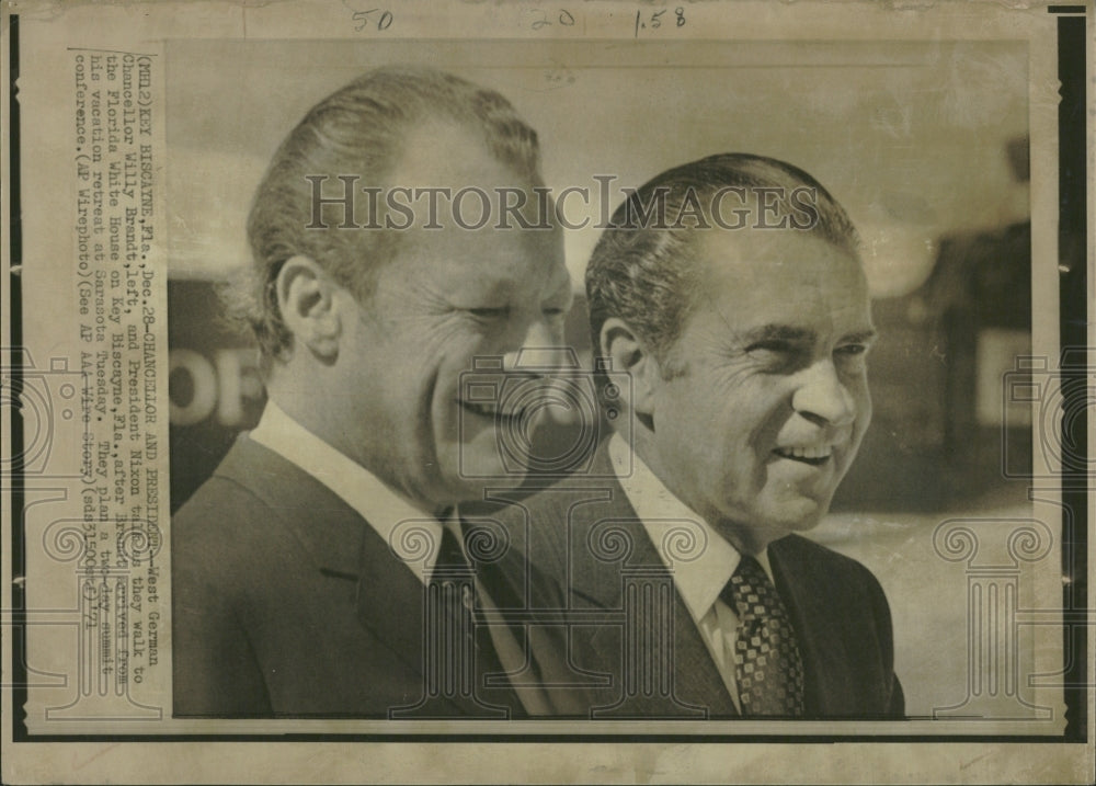 1972 Willy Brandt President Nixon Florida - Historic Images