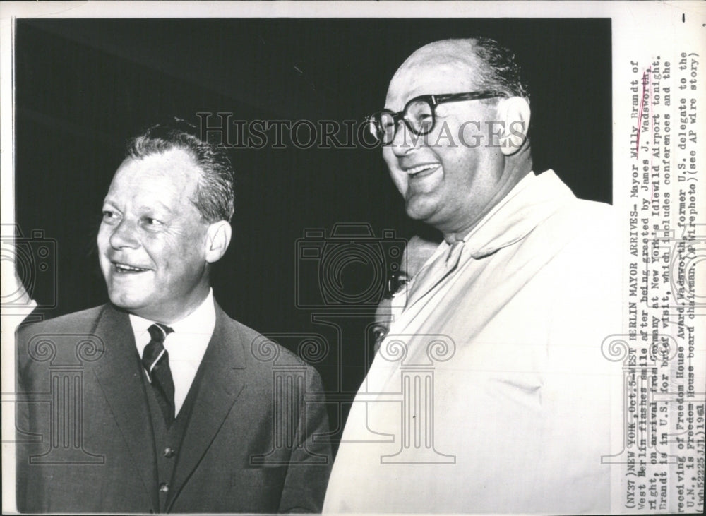 1961 Willy Brandt Herbert Frahm Smile James - Historic Images