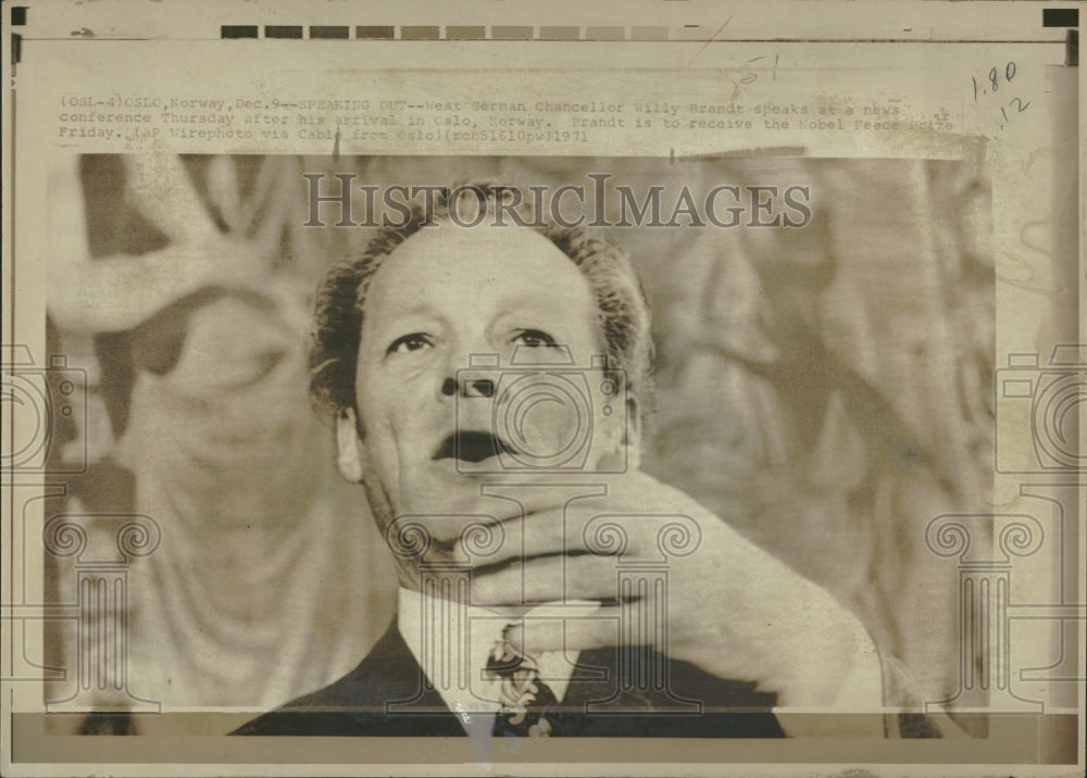 1971 Chancellor Willy Brandt Nobel Peace - Historic Images