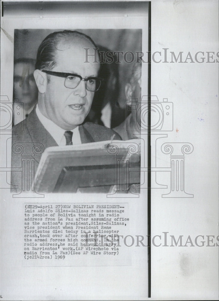 1969 Luis Adolfo Siles-Salinas bolivia pres - Historic Images