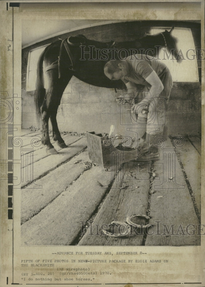 1970 Blacksmith Shoe Horses Animal Work - Historic Images