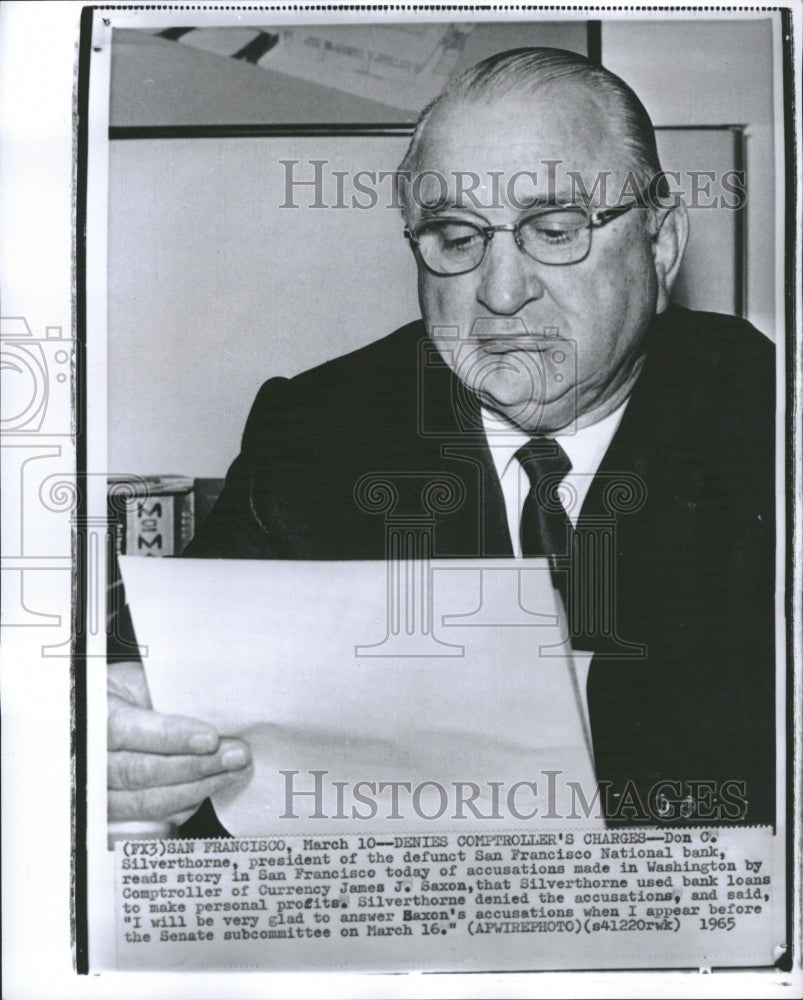 1965 Don Silverthorne President Bank San - Historic Images