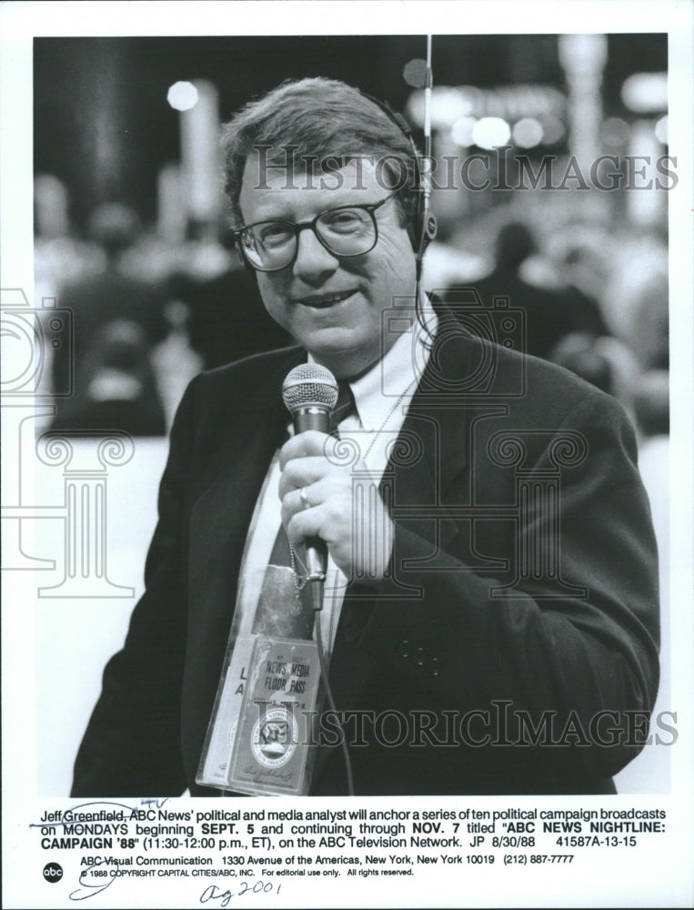 1988 Jeff Greenfield Politics Media Analyst - Historic Images