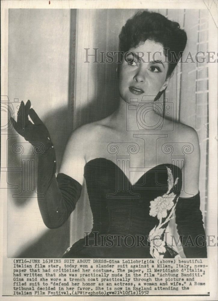 1952 Actress Gina Lollobrigida Wins Suit - Historic Images