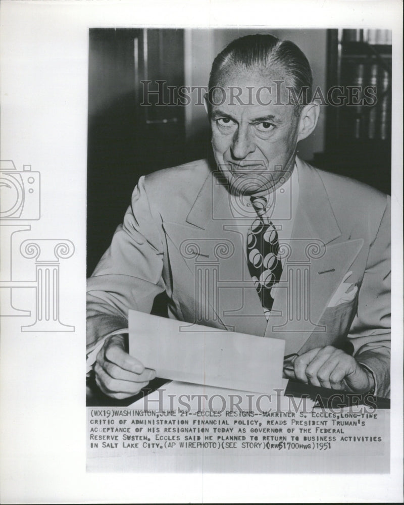 1951 Marriner S. Eccles Federal Reserve - Historic Images