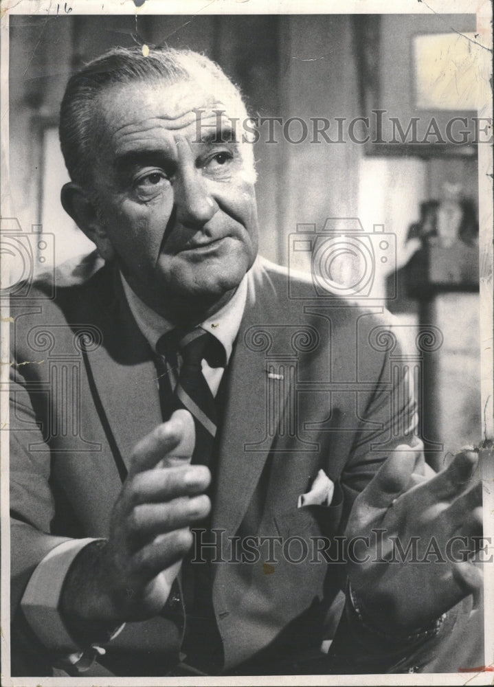 1970 Lyndon Johnson Fromer President Public - Historic Images