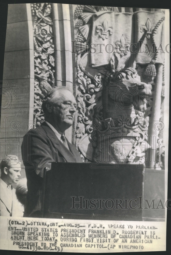 1943 F.D.R SPEAKS TO PARLIAMENT - Historic Images