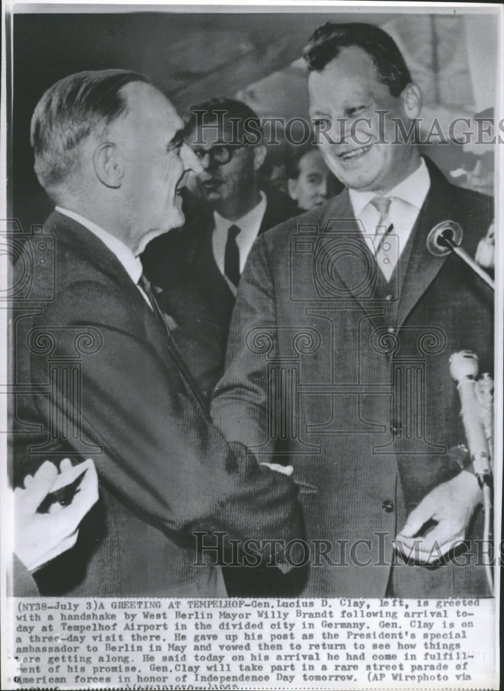 1962 Gen Lucius Clay  Mayor Willy Brandt - Historic Images
