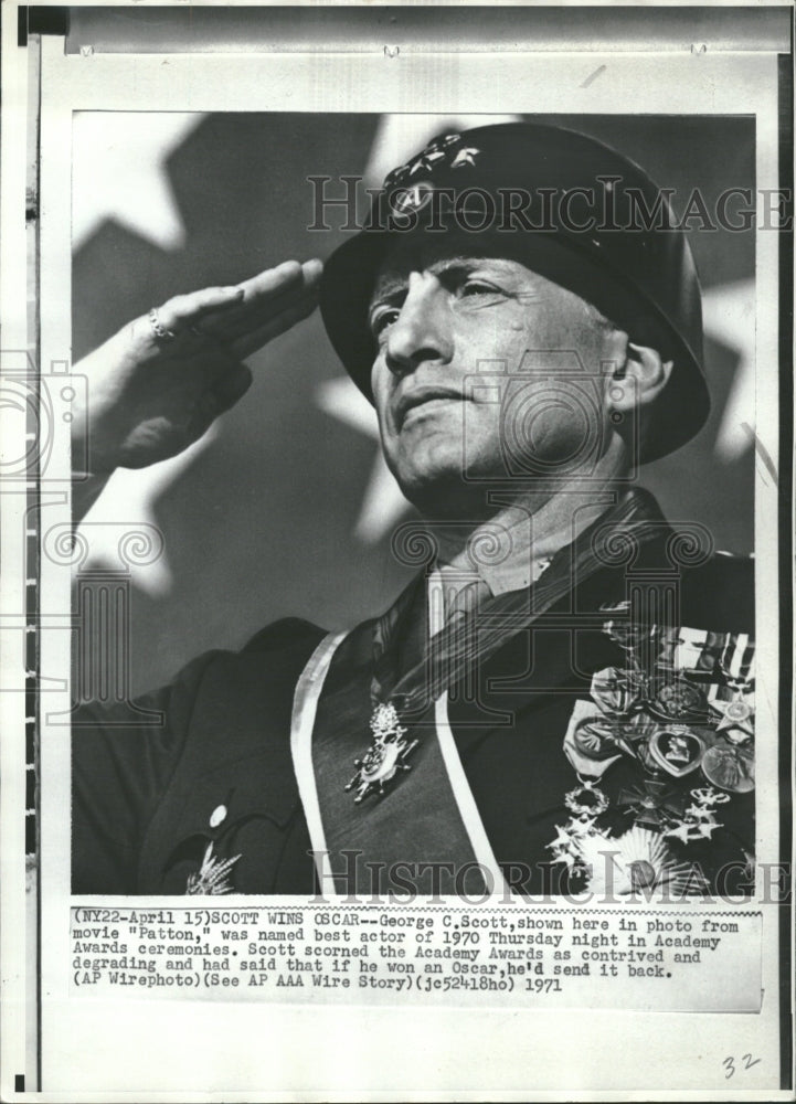 1971 Scott Wins Oscar George Patton Actor - Historic Images