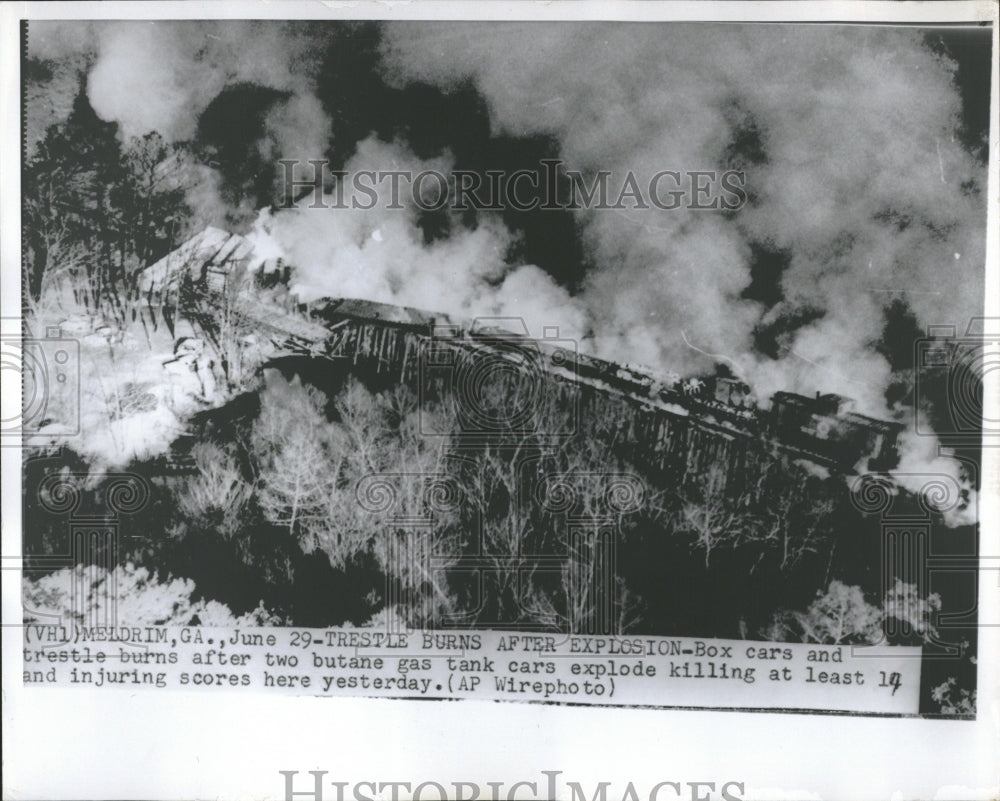 1959 Box Cars Trestle Burns Explotions - Historic Images