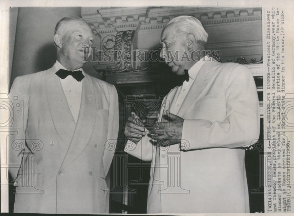 1958 President Eisenhower Theodor Heuss - Historic Images