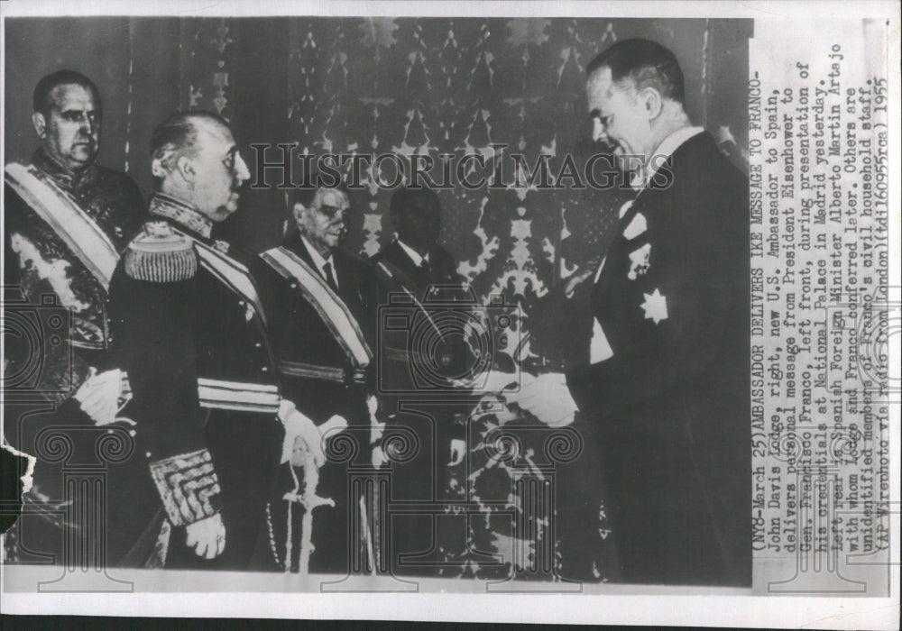 1955 John Davis Gen Fransisco Franco Spain - Historic Images