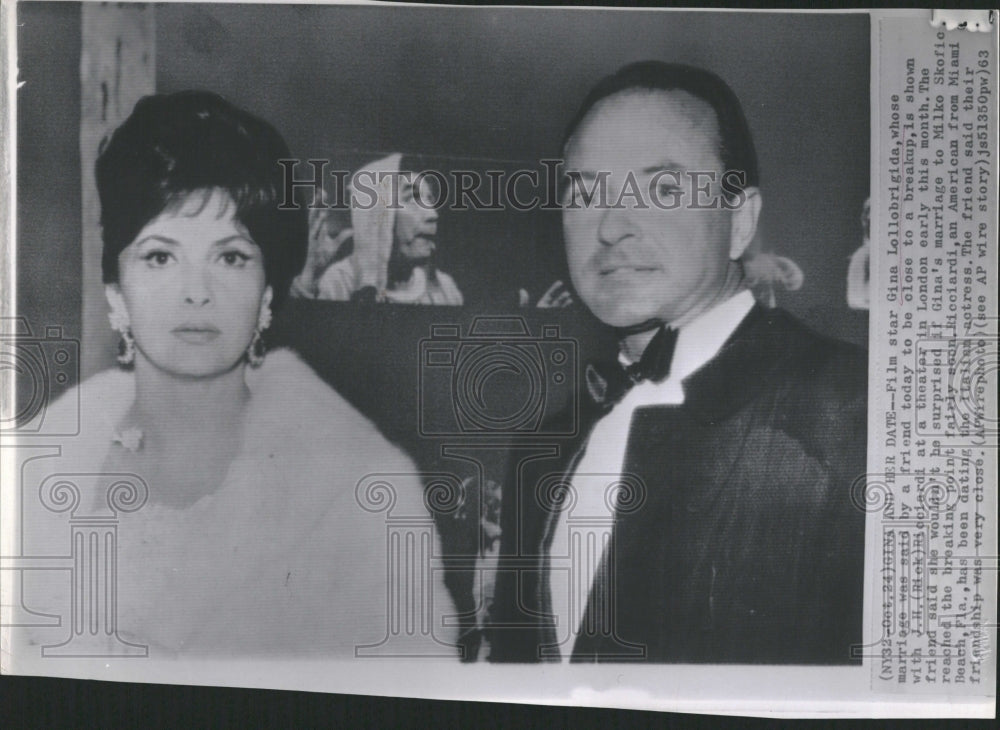 1963 Date Film star Gina Lollobrigida - Historic Images