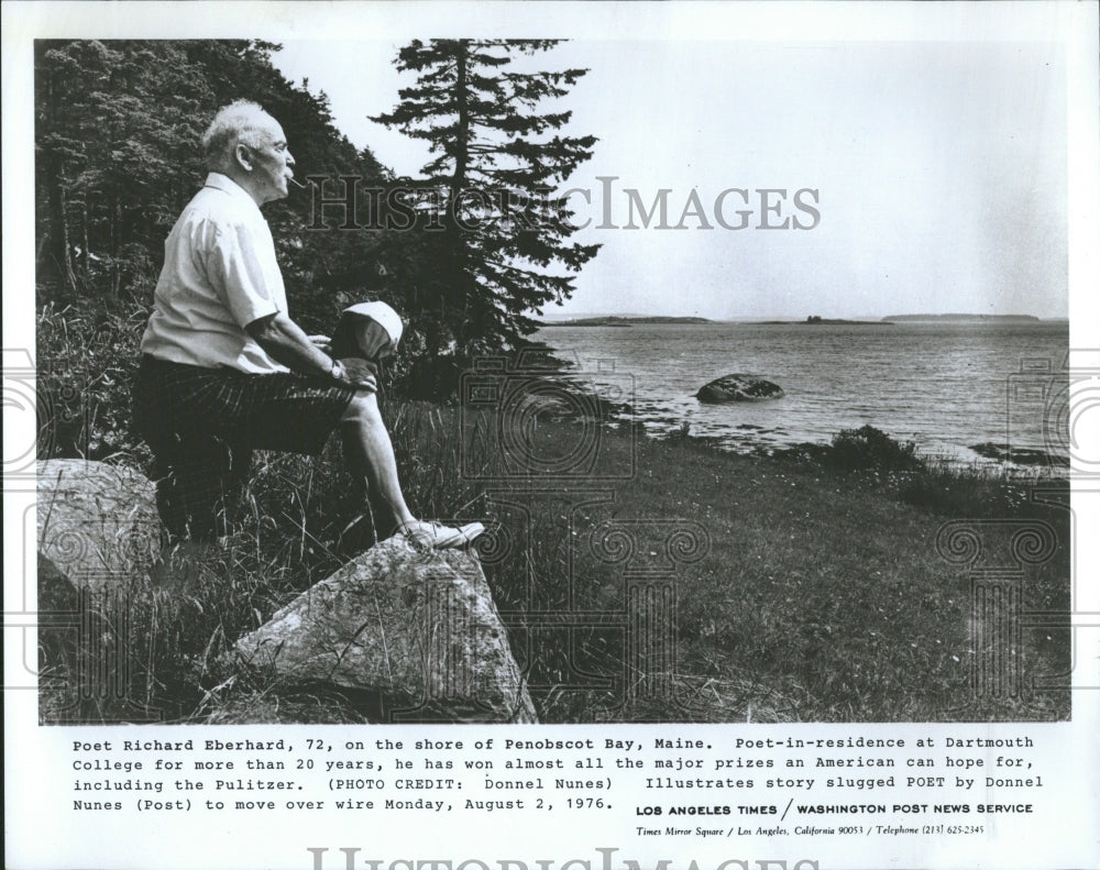 1976 Poet Richard Eberhard Shore Maine Nune - Historic Images