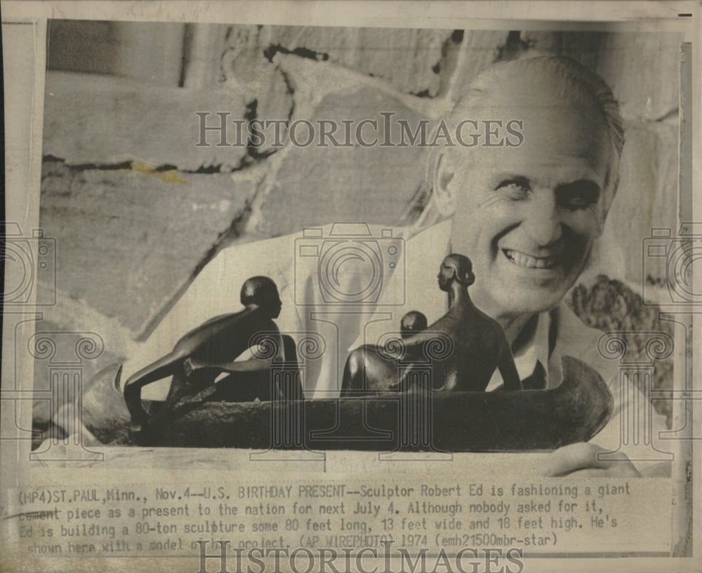 1974 Robert Ed Sculptor Fashioning Piece - Historic Images