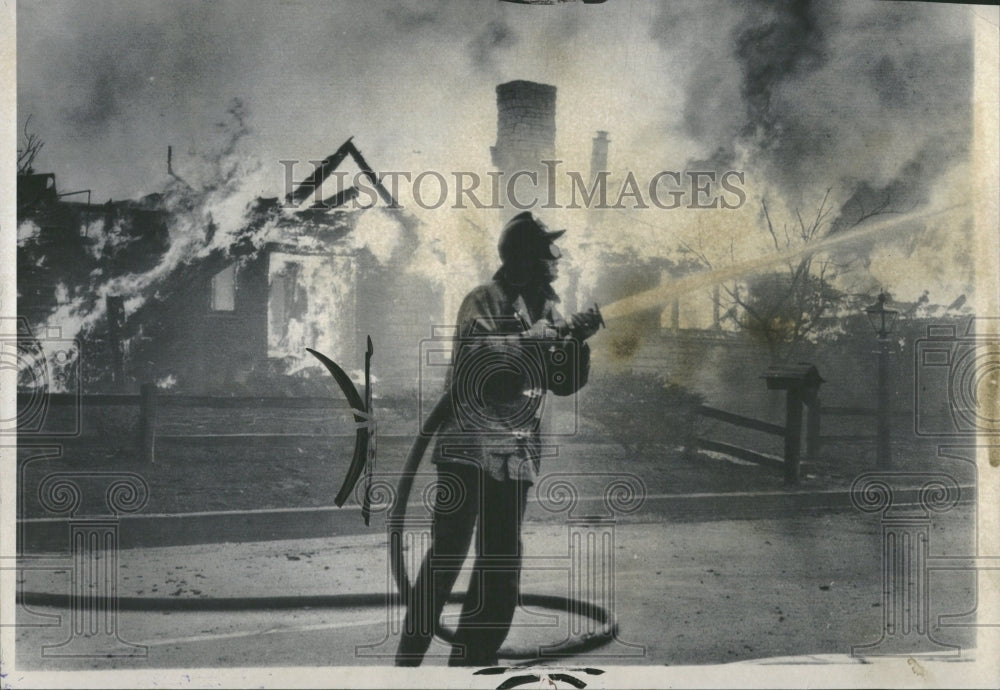 1961 Fireman Fire Sherman Oaks, Calif - Historic Images