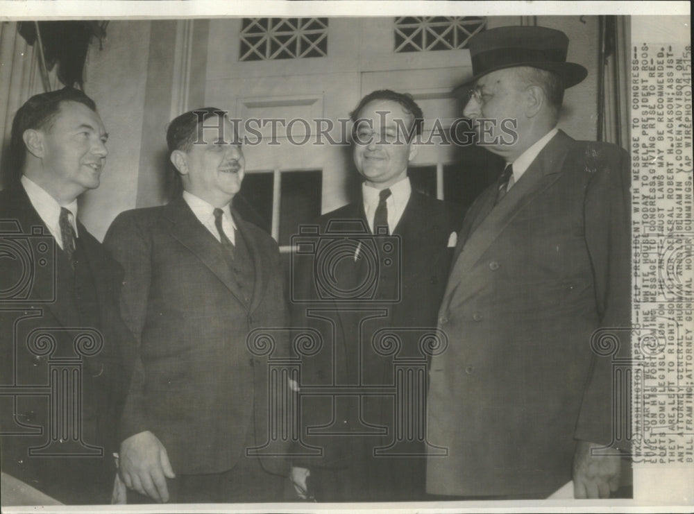 1938 Four Men Help President Roosevelt - Historic Images