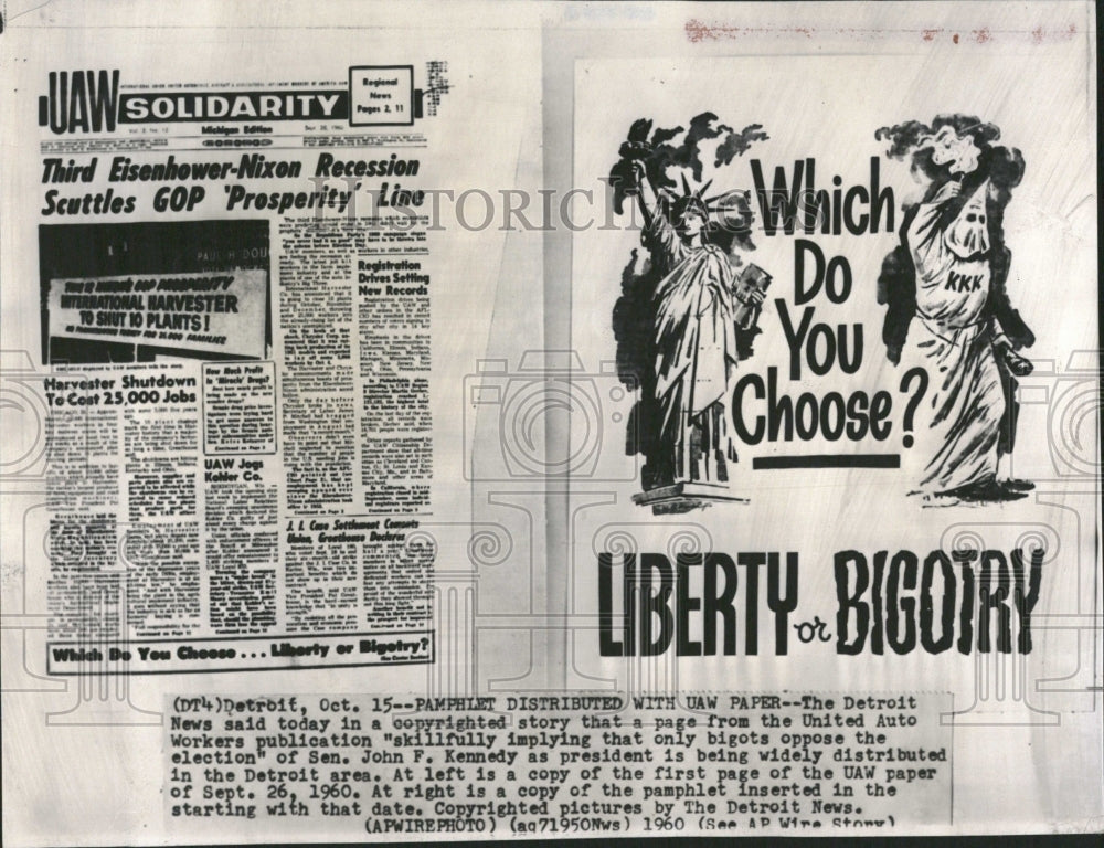 1960 Pamphlet Distributed with UAW Paper - Historic Images