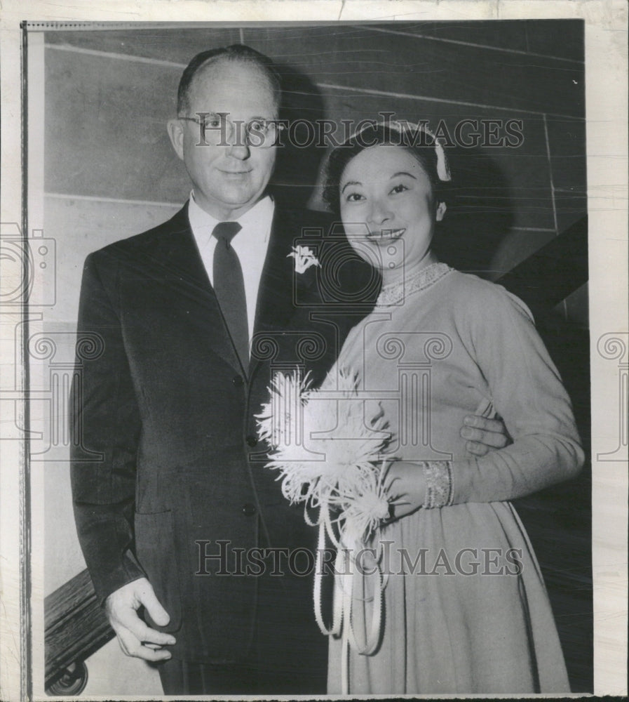 1955 Author James Michenerc Wedding Chicago - Historic Images