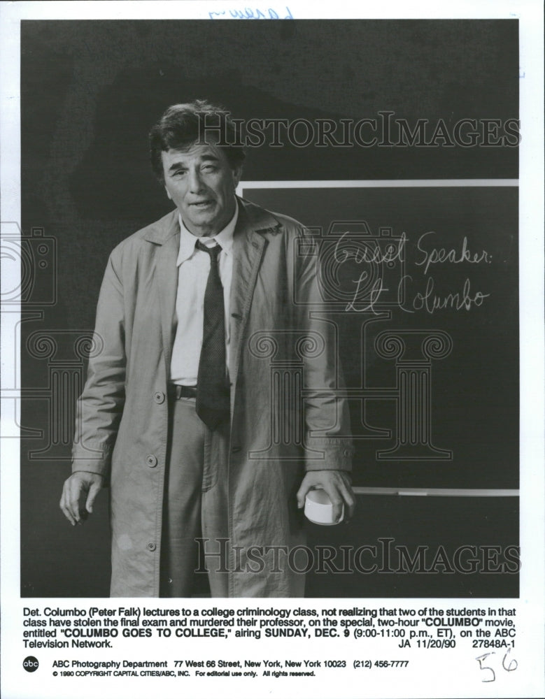 1992 Peter Falk Columbo goes college stolen - Historic Images