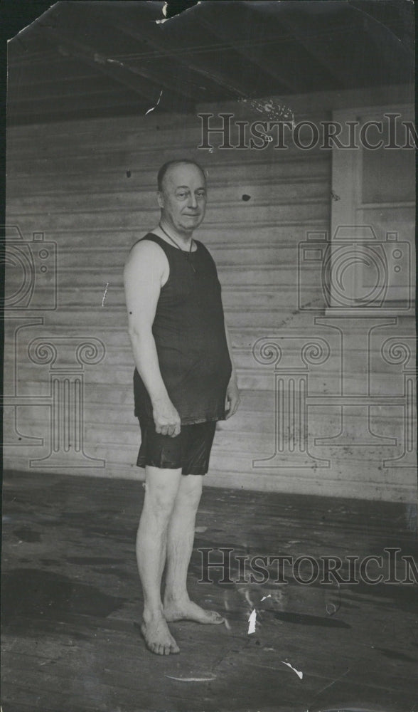 1915 Man Photo Pose Shower Bath Room Home - Historic Images