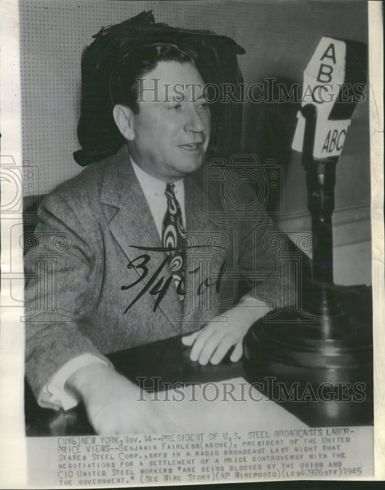 1945  Fairless Steel  Corp President - Historic Images