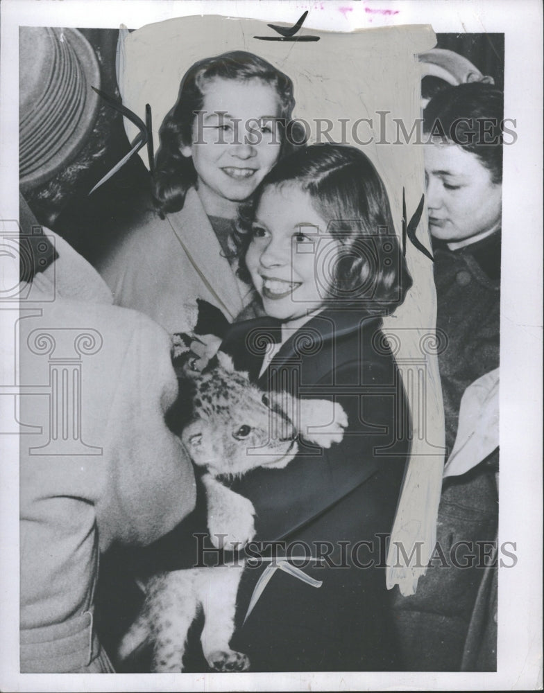 1954 Greece Irene holding Tiger - Historic Images