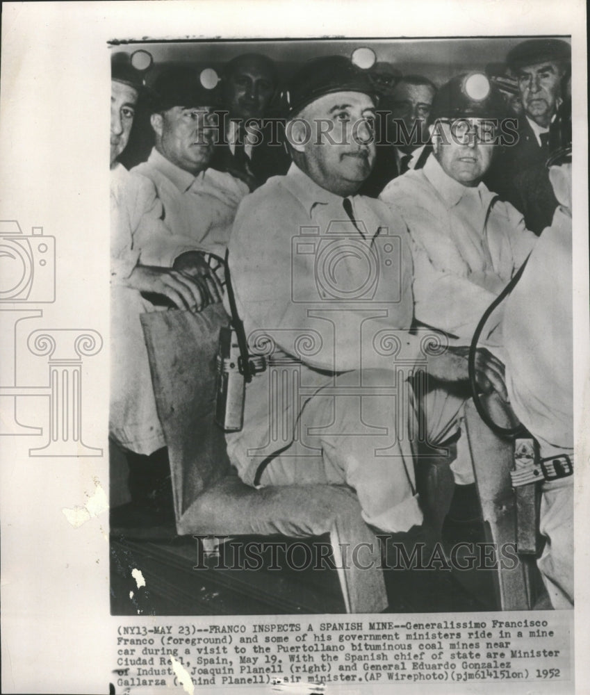 1952 Franco inspects a spanish mine - Historic Images