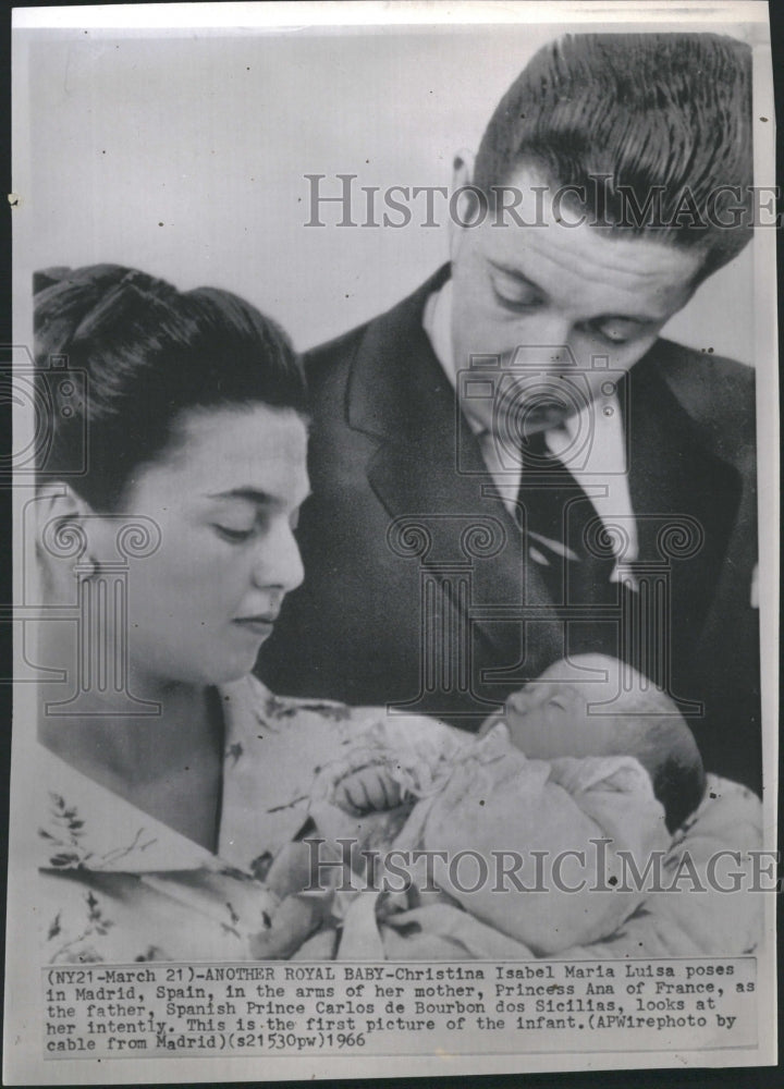 1966 Princess Ana France Prince Carlos Baby - Historic Images