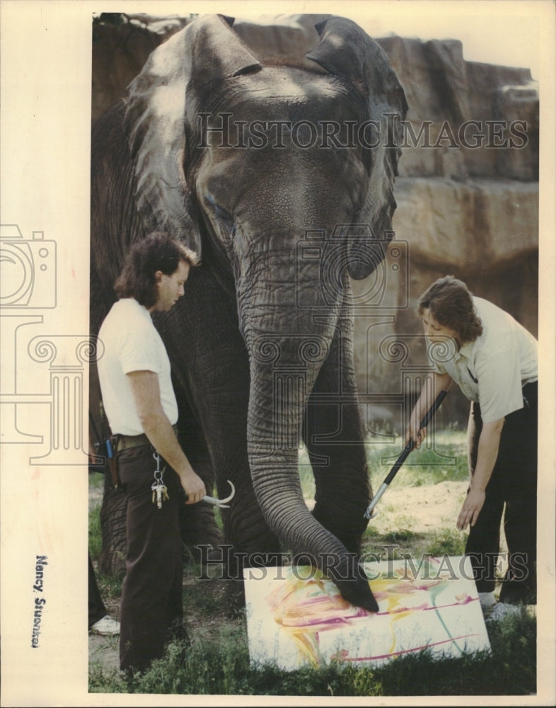 1991 Elephant keepers Dan Krawitz Jennifer - Historic Images