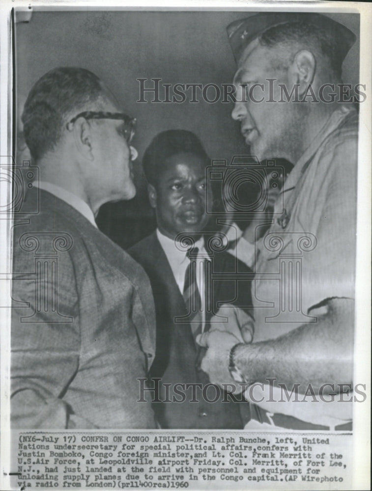 1960 Dr. R. Bunche, J. Bomboko, Merritt - Historic Images