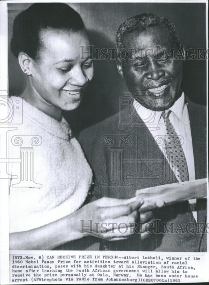 1961 Albert Luthuli 1960 Nobel Peace Prize - Historic Images