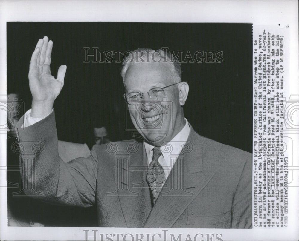 1953 Earl Warren Chief Justice United State - Historic Images