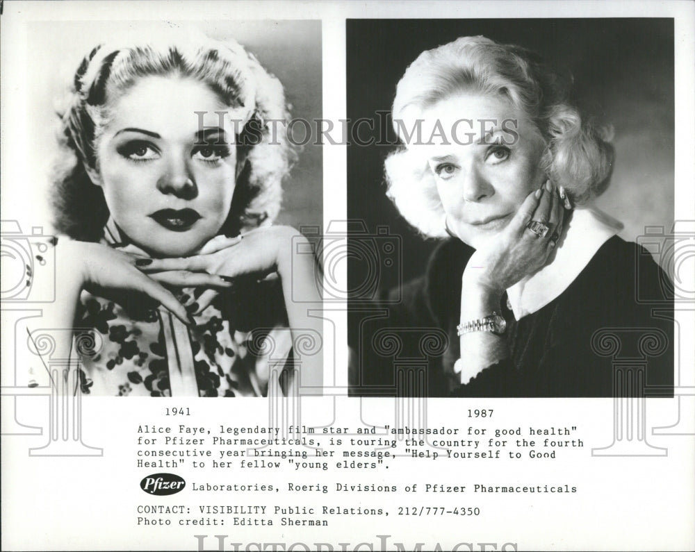 1990 Alice Faye Actress Singer Spokeswoman - Historic Images