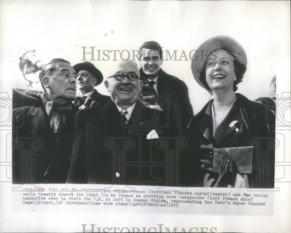 1951 French Pres Auriol With Wife Visit US - Historic Images