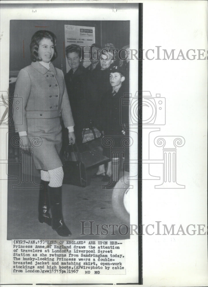 1967 Princess Anne draws attention at London&#39;s Liverpool Street Station - Historic Images