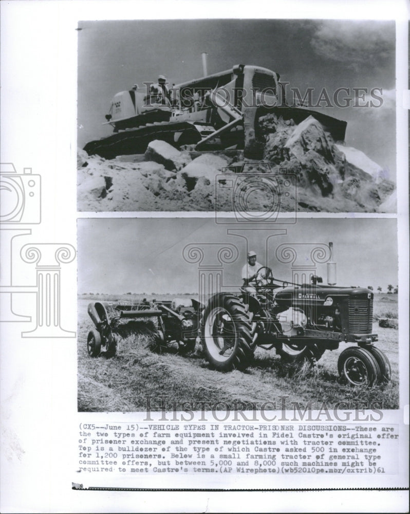 1961 Bulldozer And Small Farming Tractor - Historic Images