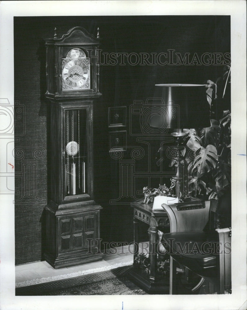 1970 Grandfather Clock Ash Wood 71 Inches - Historic Images