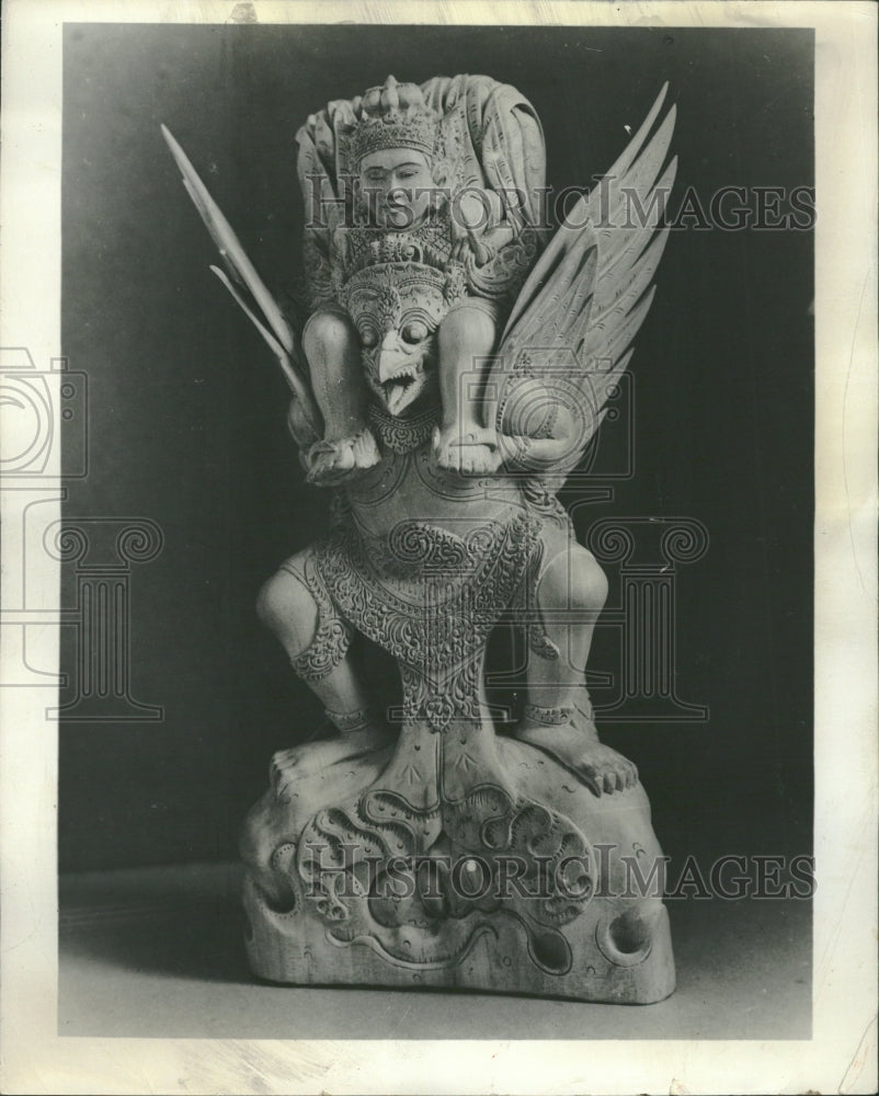 1972 Bali wood woodcarving art statuette - Historic Images