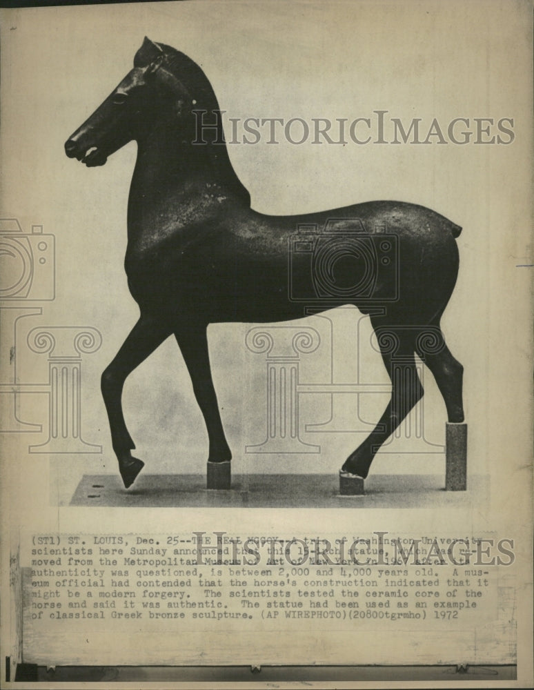 1972 Horse Sculpture Greek Bronze - Historic Images