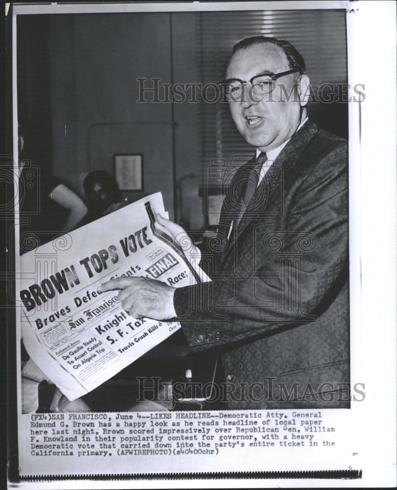 1958 Democratic Atty General Edmund Brown - Historic Images