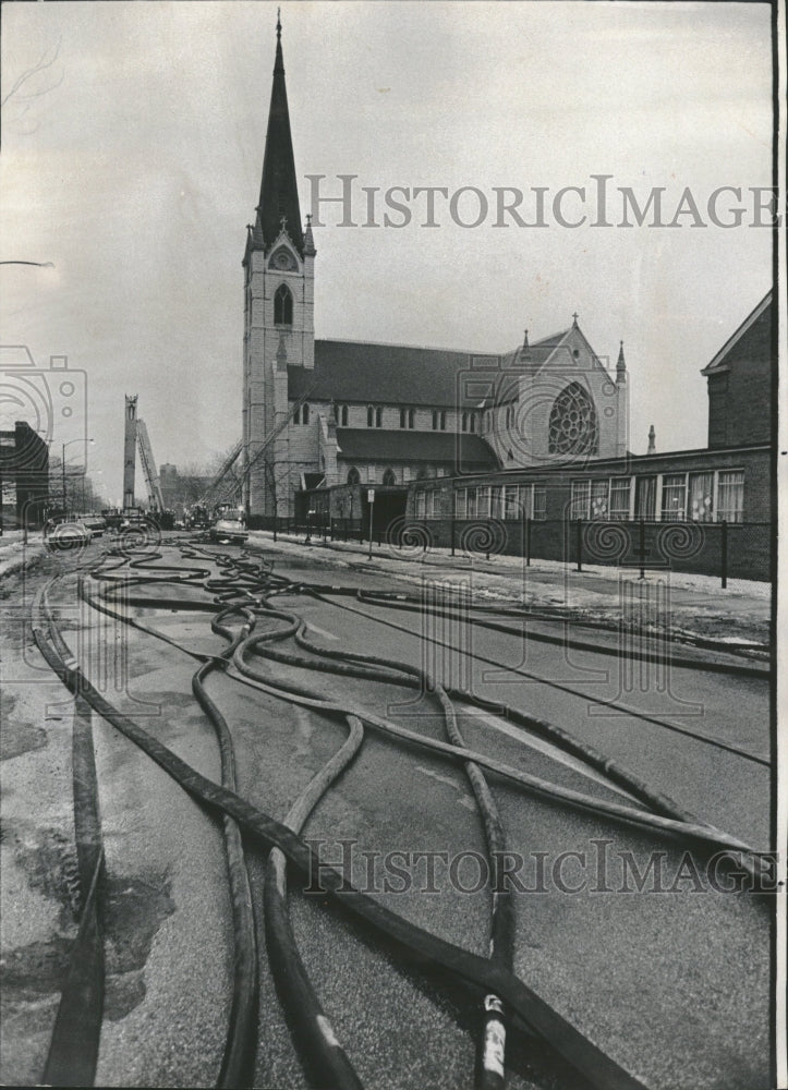 1972 Firemen Work to Extinguish Church - Historic Images