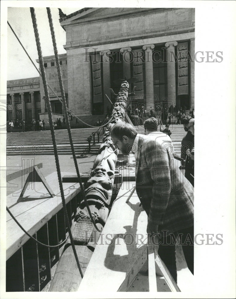 1982 Big Beaver Totem Pole On Display - Historic Images